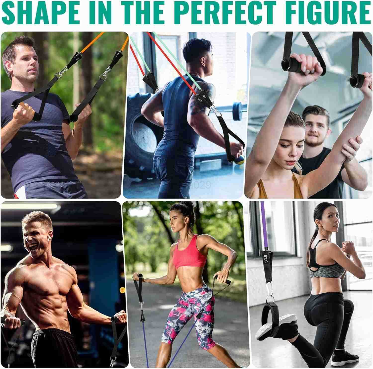 Resistance Bands for Working Out Exercise Bands with Handles Stretch Bands for Exercise Workout Bands with Door Anchors for Physical Therapy Strength 