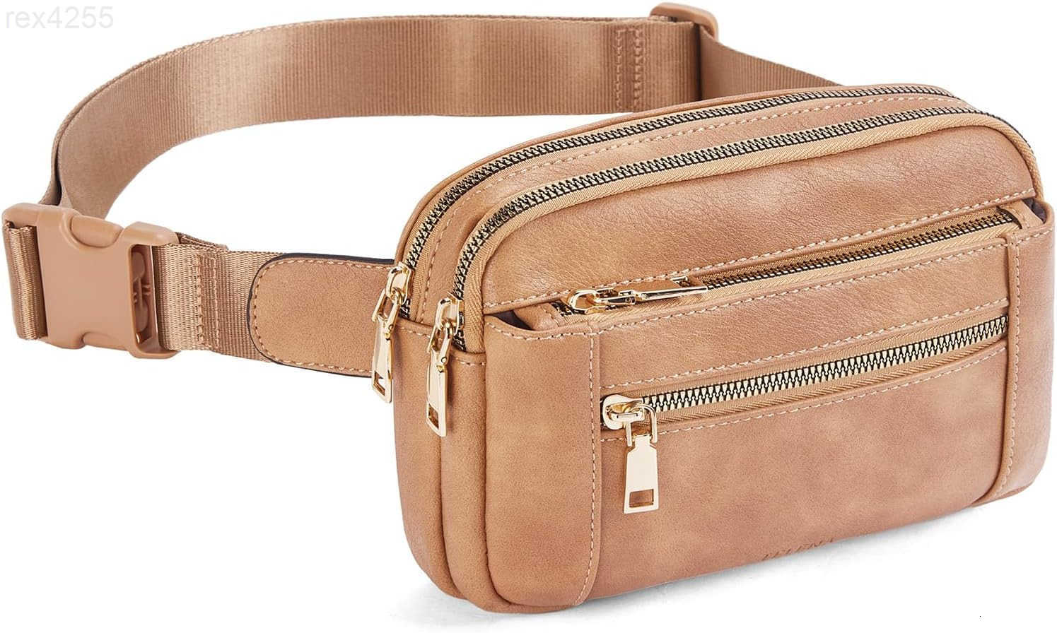 Fanny Packs for Women Cross Body Leather Belt Bag Fashionable with Adjustable Strap Beige BrownW250912