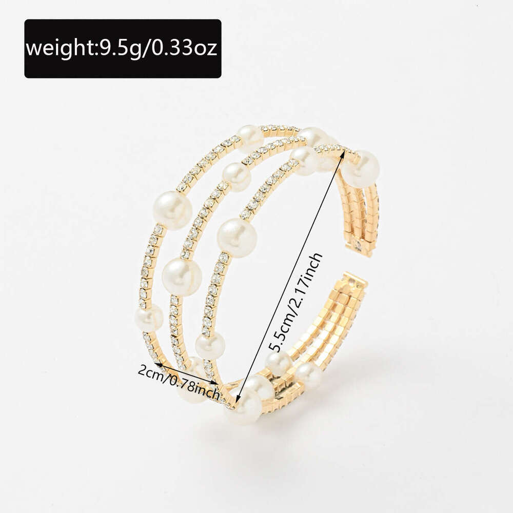 Pearl Multi-layer Stacking Light Design Sense Dia-studded High-end Elastic Women's Bracelet