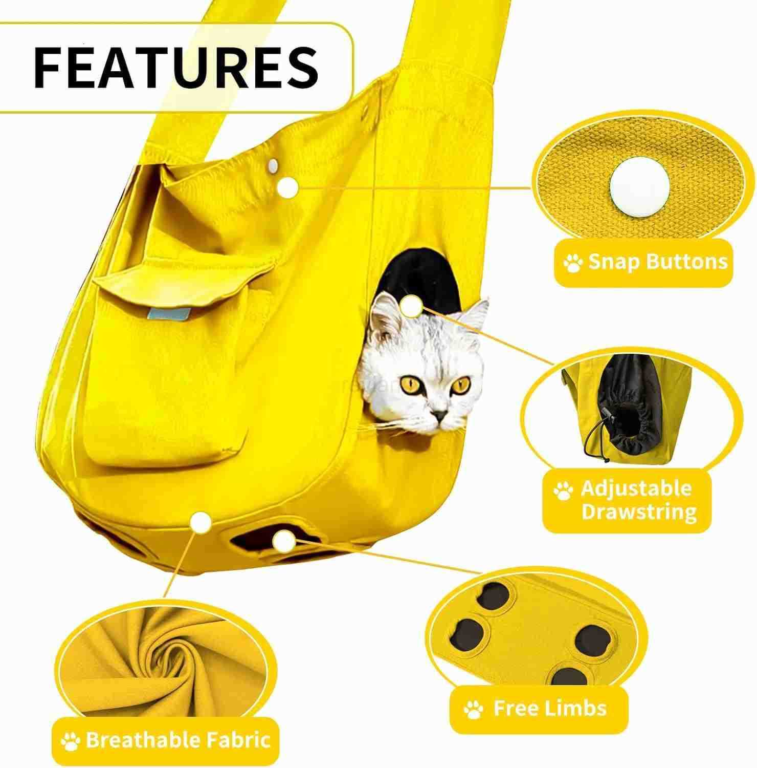 for Small Dogs and CATs CAT Sling Carrier for ClAW Care Nail Trimming Shoulder Canvas Carrying Bags Fits 2130lbs for Walking Travel OutdoorYellowW2509