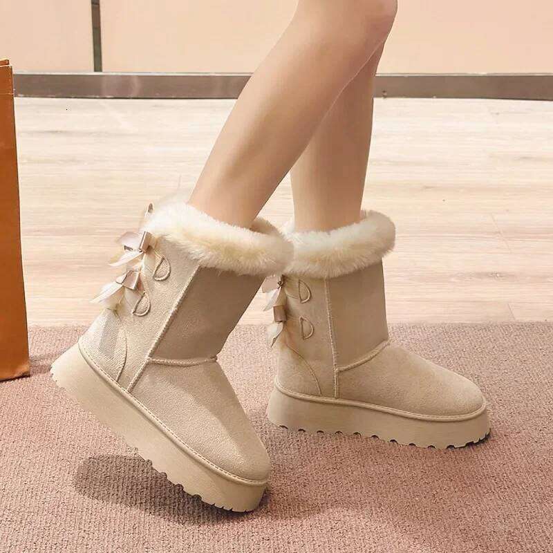 Women's Snow 2024 Winter New Fashion Plush Platform Outdoor Warm Boots Women Shoes Bota Camurca Cano Longo