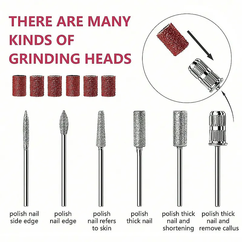 Professional Electric Nail Drill Machine Set Portable Manicure Mill Equipment Removing Dead Skin For Home Salon Nail Care