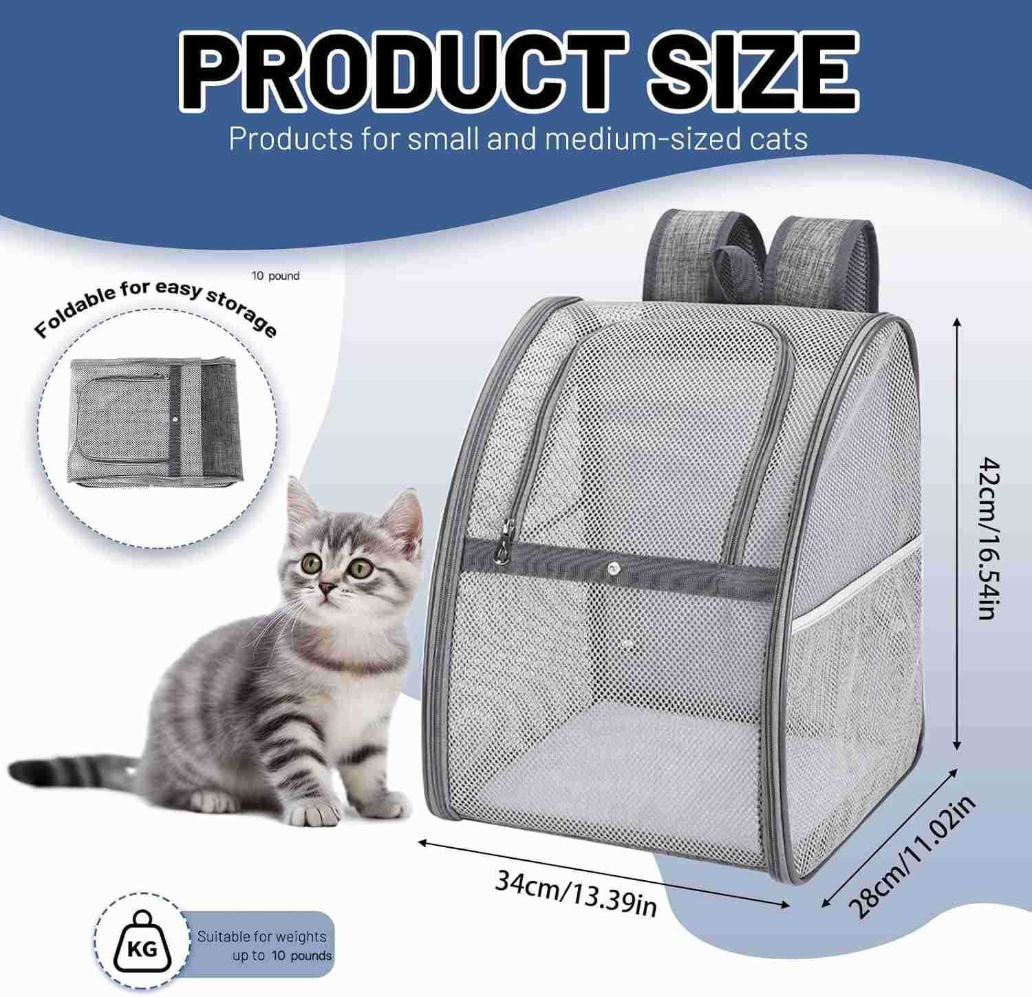 cat Backpack Lightweight Foldable EscapeProof Design for Small Dogs Cats Air Travel Approvedcat Backpack CarrierTravel and Daily Use pet CarrierW25091