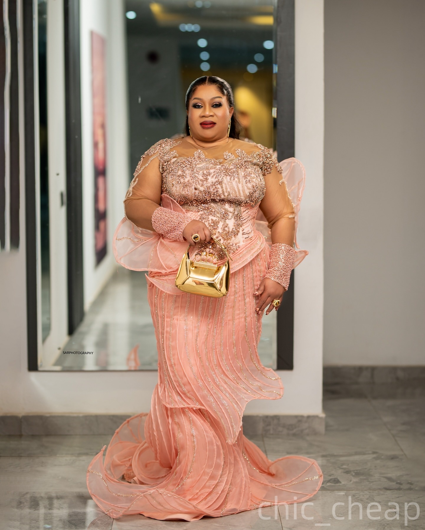 Mermaid Pink Plus Size Prom Dresses 2025 Crystals Full Sleeves Beaded Stylish Evening Formal Party Second Birthday Engagement Gowns Dress For Special 