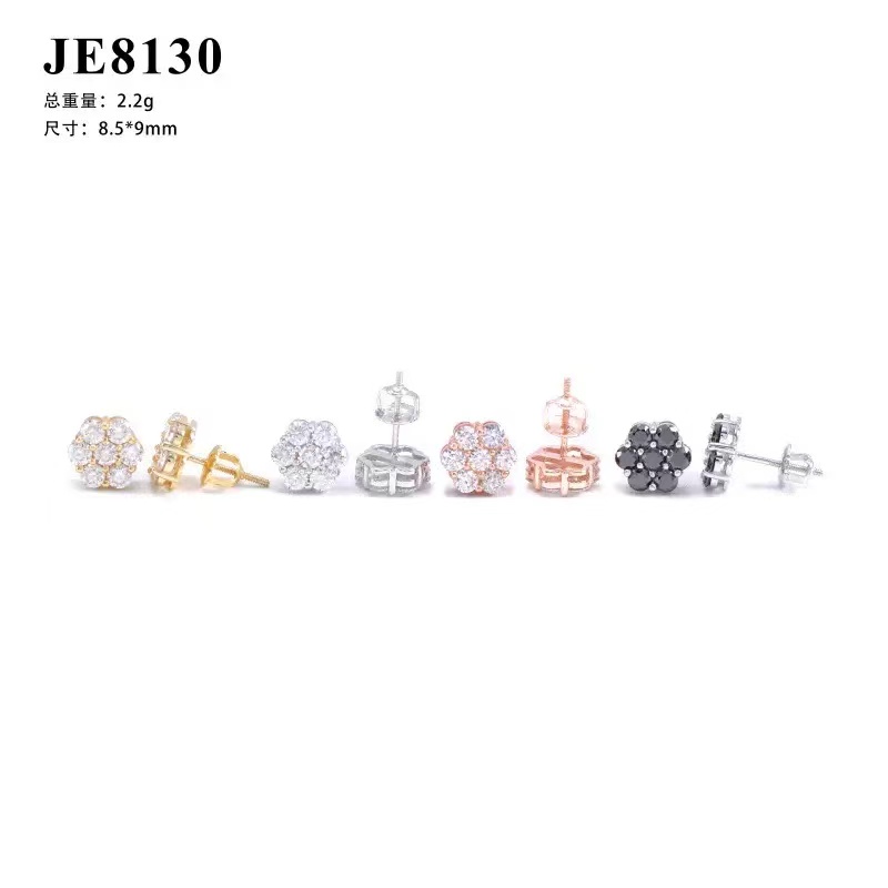 Wholesale 18K Gold Vvs Moissanite Flower Earrings Iced Out Fine 925 Sterling Silver Diamond Earring Jewelry Women