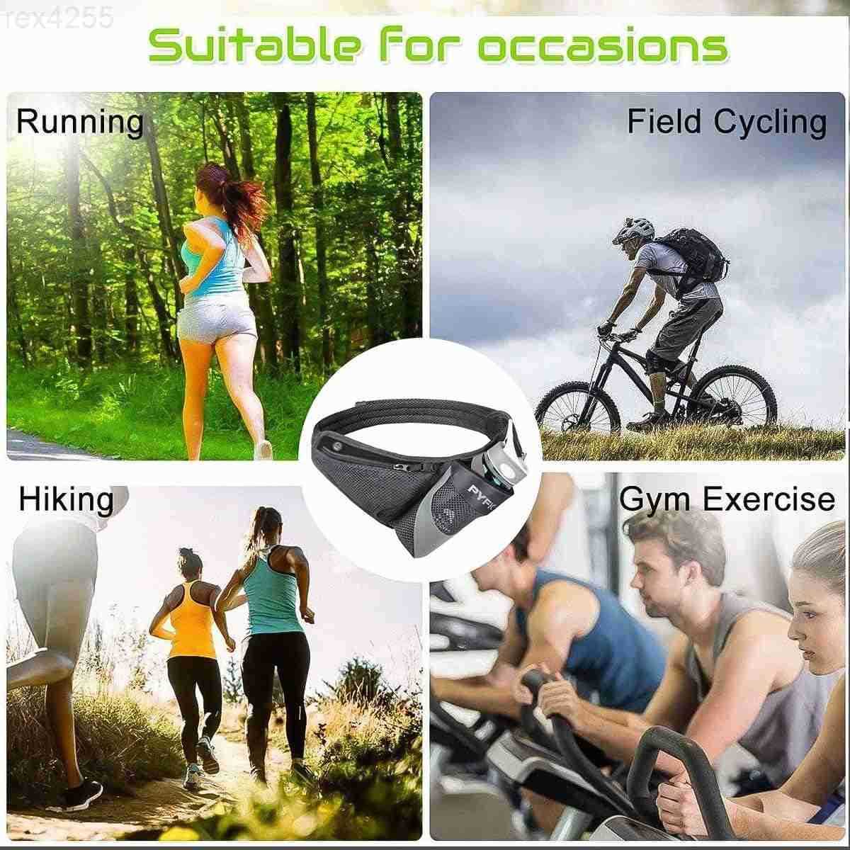 Running Belt Hydration Waist Pack with Water Bottle Holder for Men Women Waist Pouch Fanny Bag ReflectiveW250912