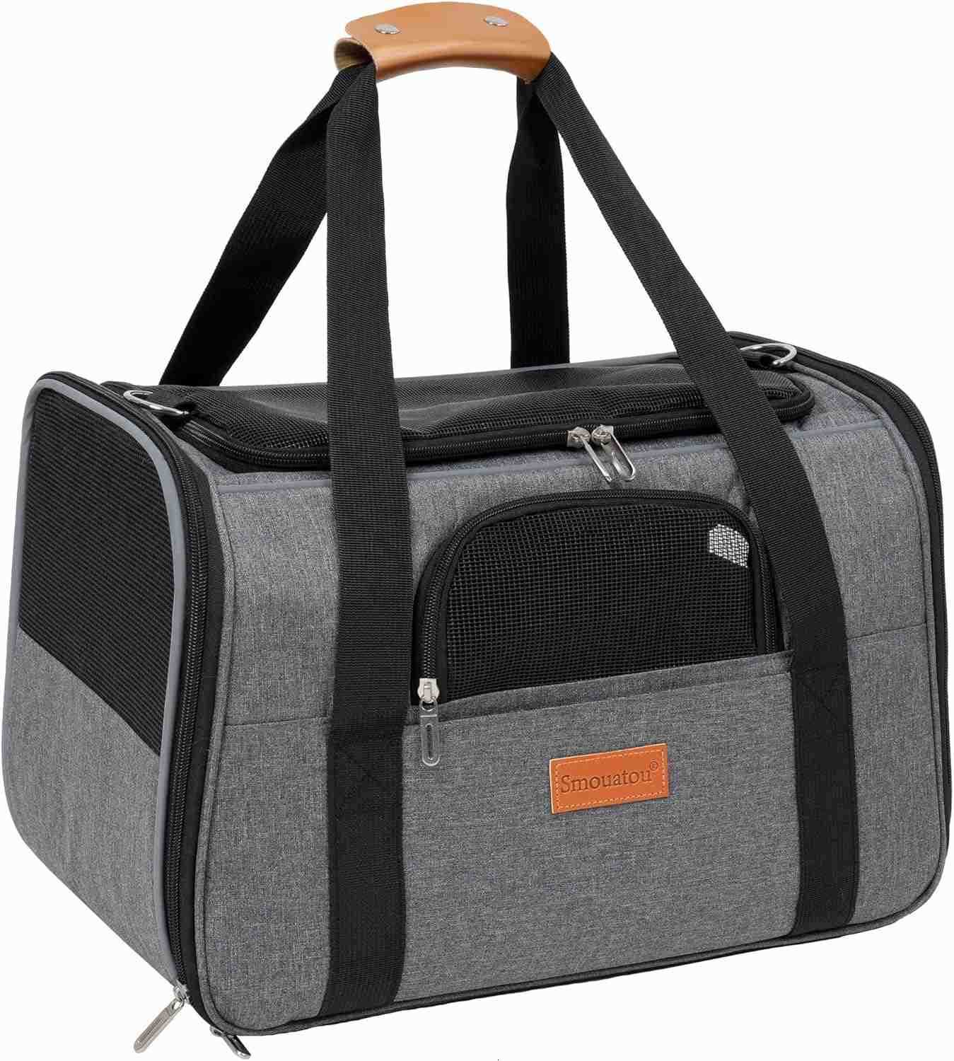 Carrier Dog Carrier CAT Bag Carrier CAT Travel Carrier SoftSided and ScraTChProof mesh CAT Bag Pet Carriers Travel Puppy Carry Pet Home GreyW250912