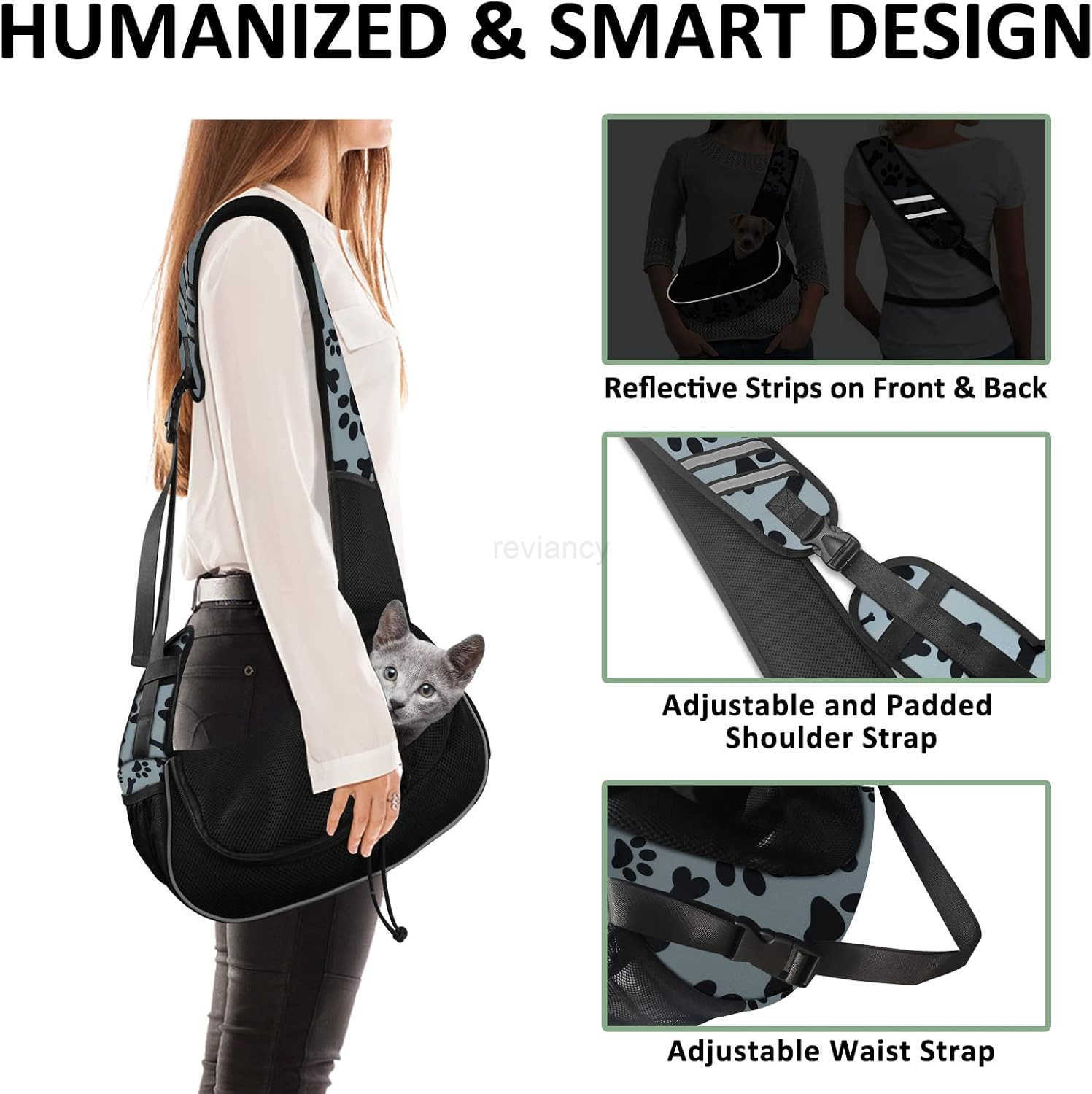 Dog Carriers for Small Dogs Breathable Pet Sling Carrier Travel Cat Carrier Puppy Carrier Hands Free Dog Carrying Bag for 5lb Dogs Klein Blue SW250912