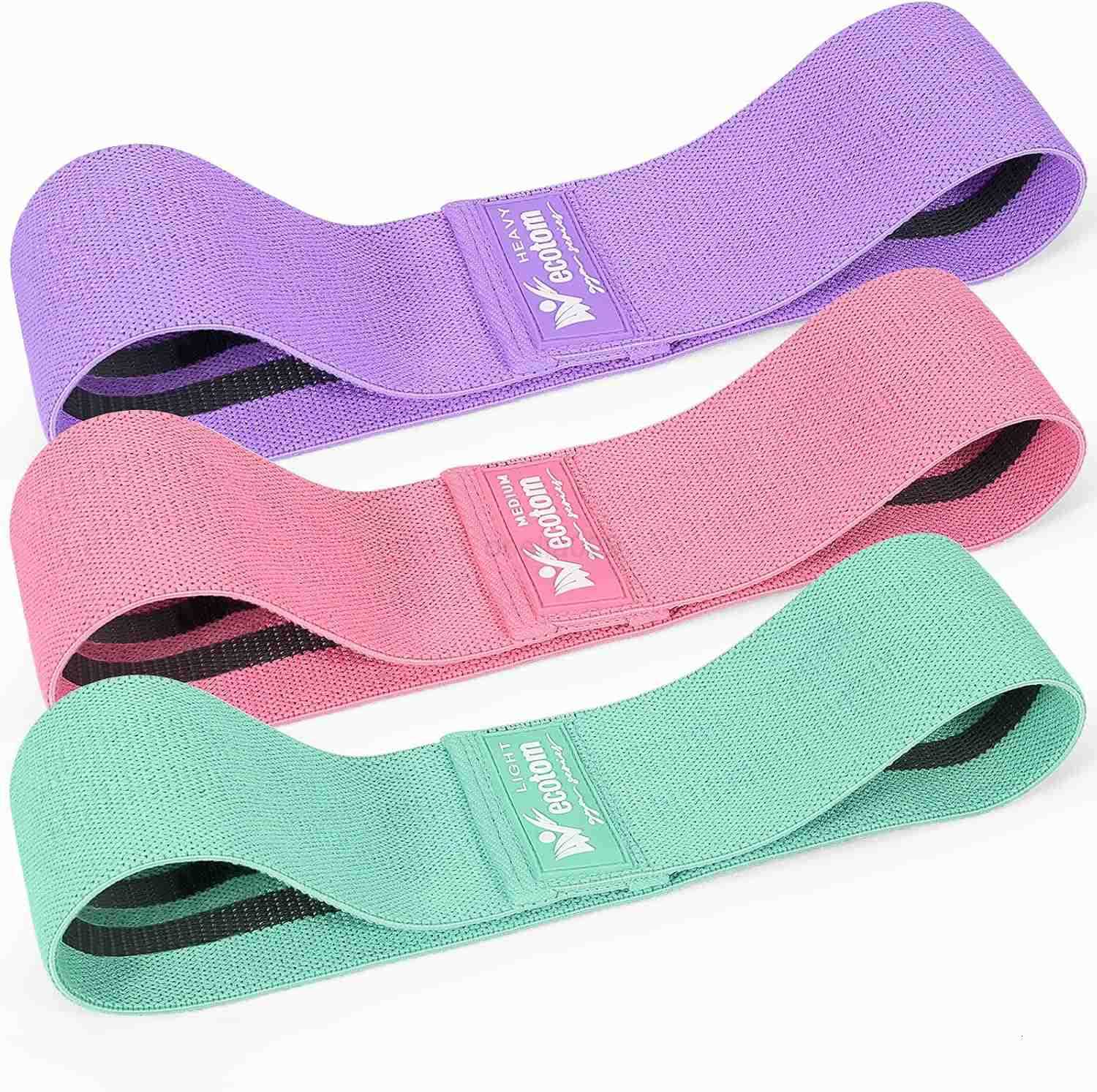 Bands Non Slip Exercise Workout Bands 3 Levels Resistance Bands for Legs and Butt Set with Instruciton Guide and Carry Bag Color W250912
