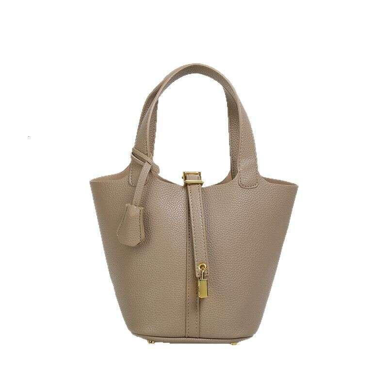 High-Quality Lychee Pattern Basket Bucket Women's Stylish Versatile Textured Handbag Mother Bag Handheld