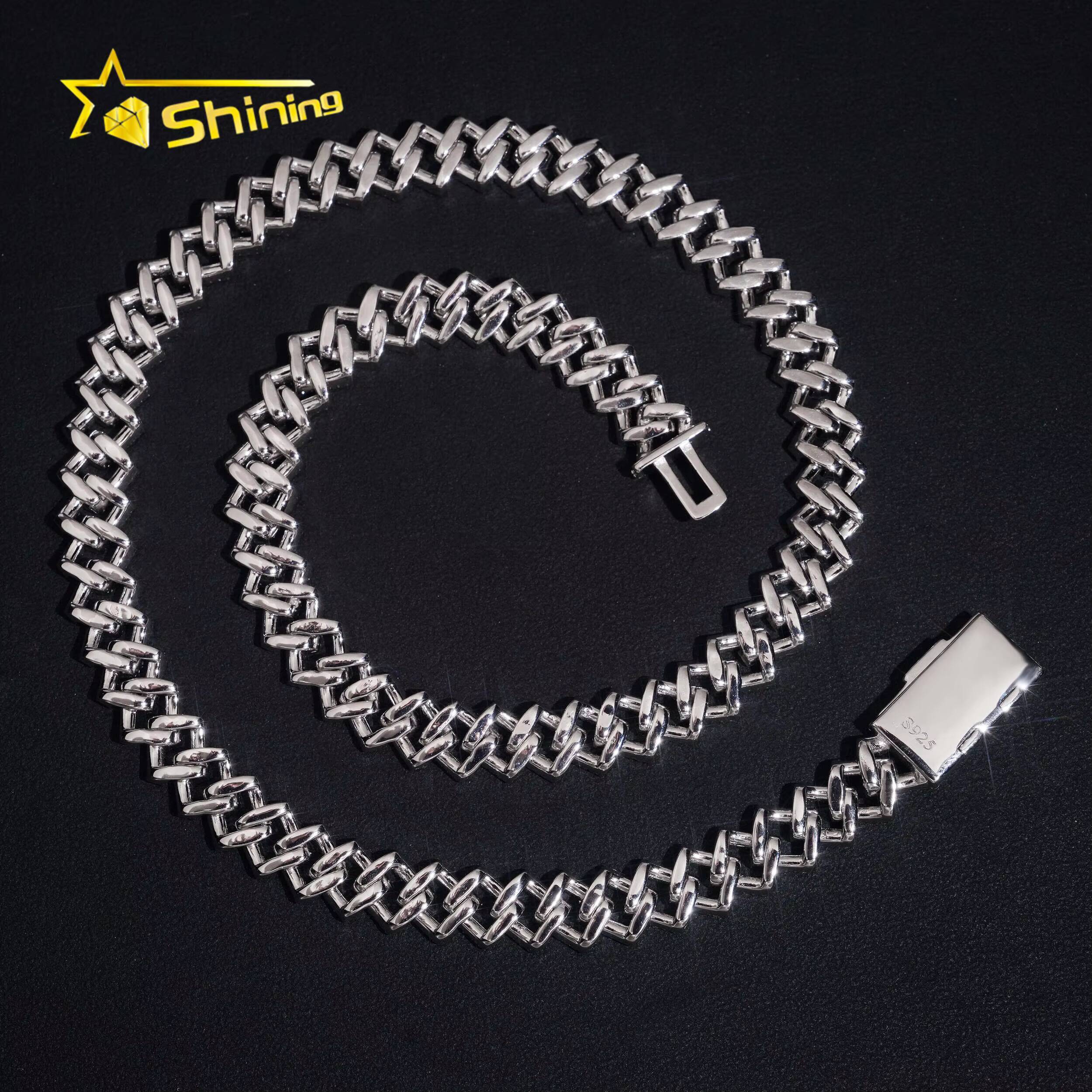 Hot Sale Moissanite 10mm Necklace Fine Jewelry VVS Iced Out Moissanite Pass Diamond Test 925Silver Hip Hop Cuban Link Chain