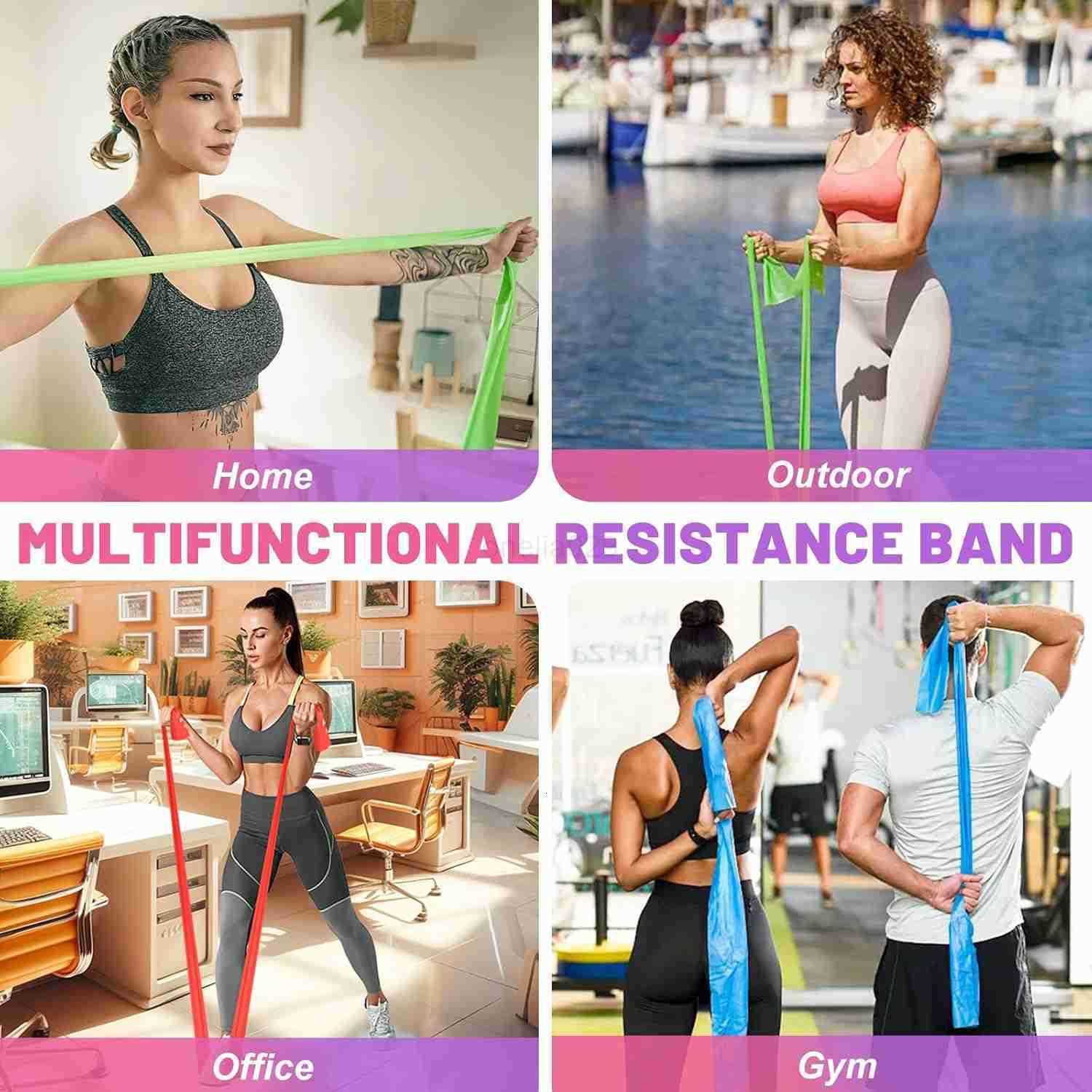 5 Pcs Resistance Bands Professional Exercise Bands Elastic Stretch Bands for Fitness Yoga Pilates Stretching Strength Training Workout Bands for Women