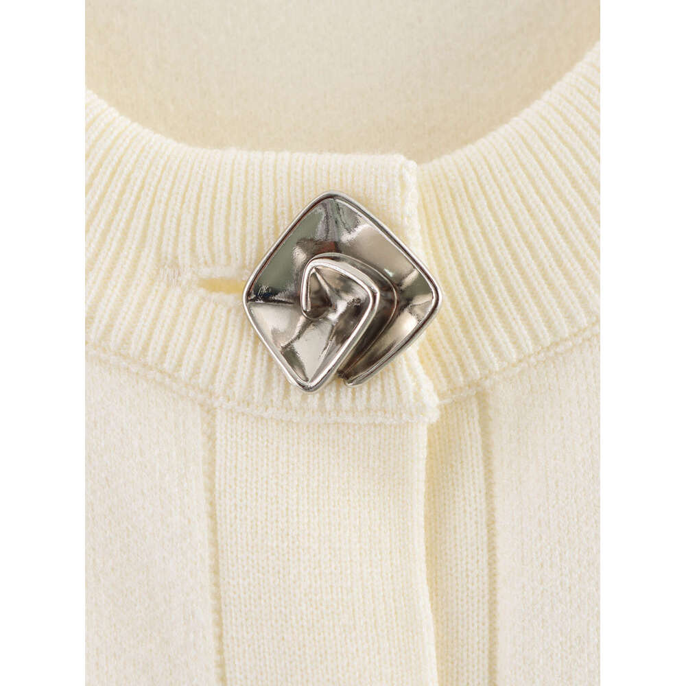 DHEssentials 2025 Autumn New French Style Little Chanel Vanilla Blue Floral Button Decor Knitted Jacket + Mini Skirt