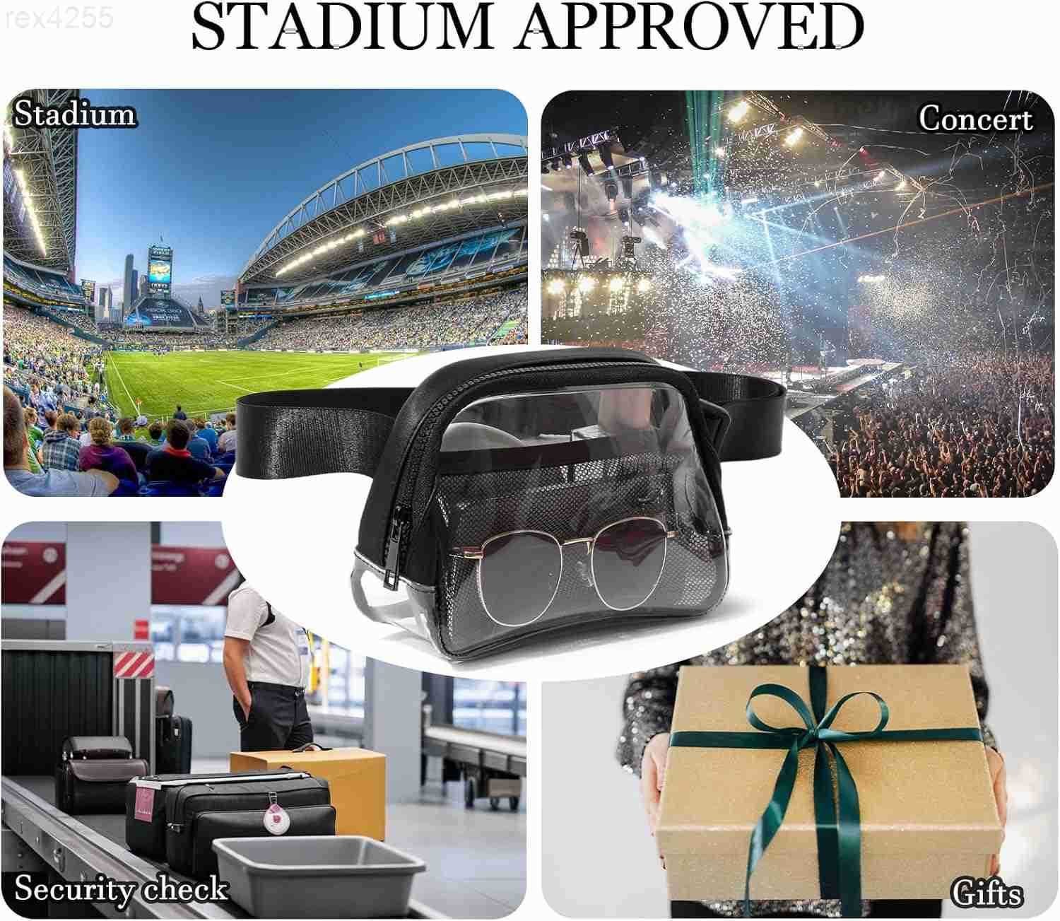 Clear Belt Bag Fanny Pack Stadium Approved Small Leather Transparent Waist Bag with Adjustable Strap for Concerts Sports Events Crossbody Purses for M