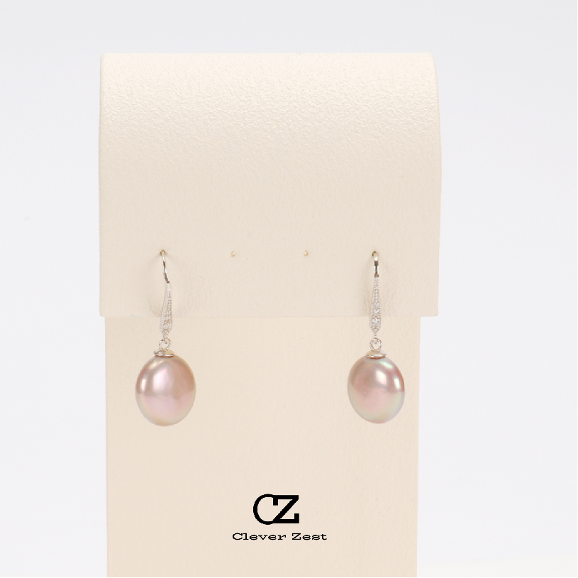 12-13mm Powder Purple Baroque Pearl S925 Sterling Silver Ear Hooks S925 Silver Freshwater Pearl Stud Earrings Fashionable, Versatile, Trendy Anniversa