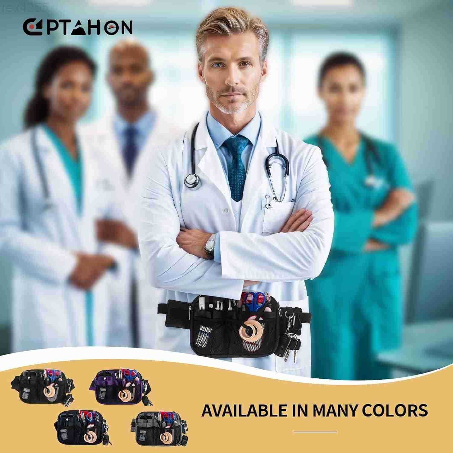 Fanny Pack with Stethoscope Holder Medical Bag Pocket Organizer Utility Pack for Work Tools Vet Tech and Teacher Tool Belt BlackW250912