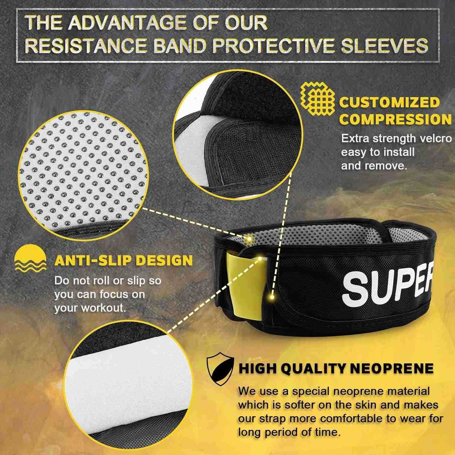 Resistance Loop Bands with Protective Sleeves Booty Bands for Women Men 2 Pack Latex Resistance Bands and 1 Pair NonSlip Functional Sleeves Nylon Webb