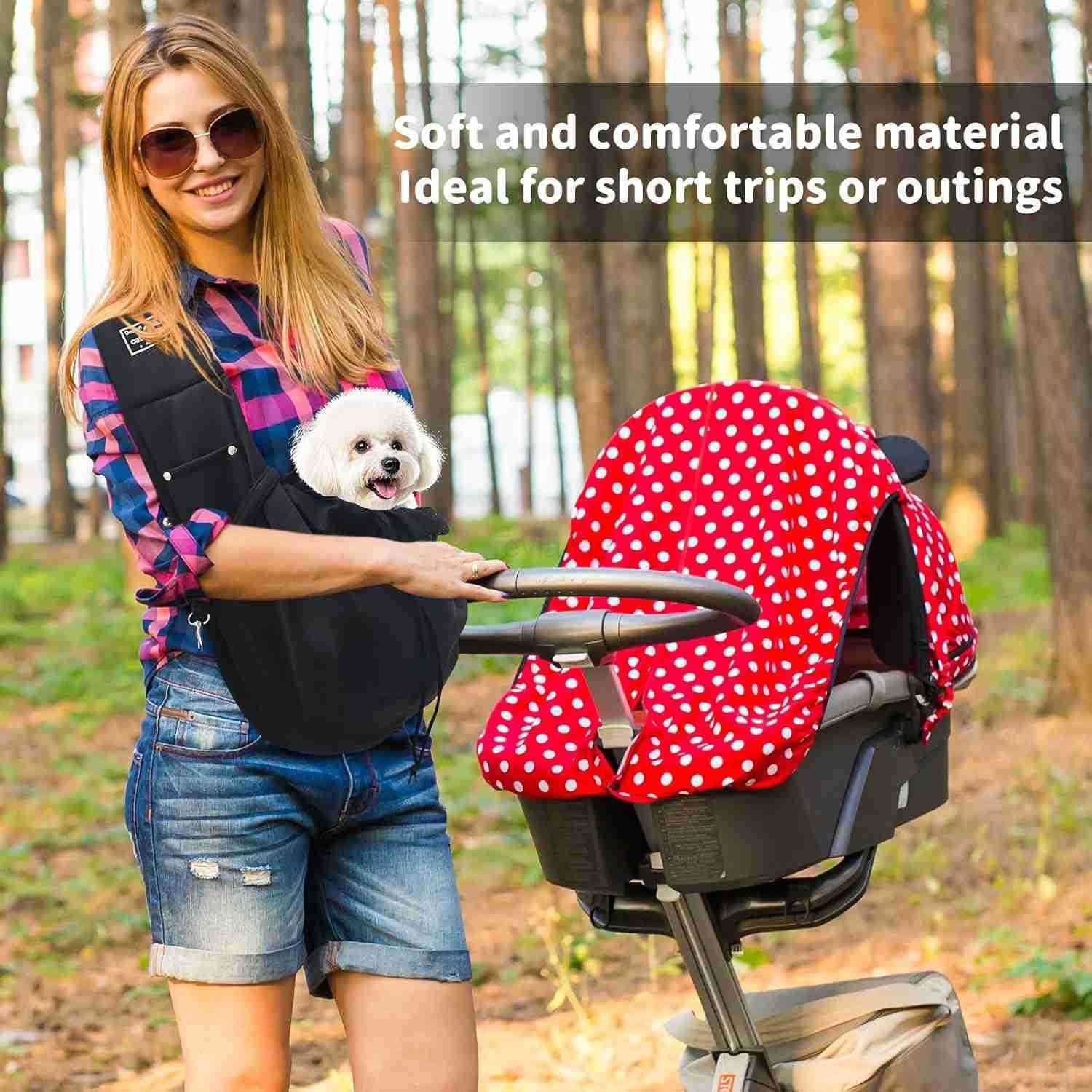 Dog Carrier Sling Cat Sling Carrier Small Dog Sling Carriers for 015 lbs Hands Free Puppy Carrier Sling Crossbody Pet Carrier for Travel Breathable Pa