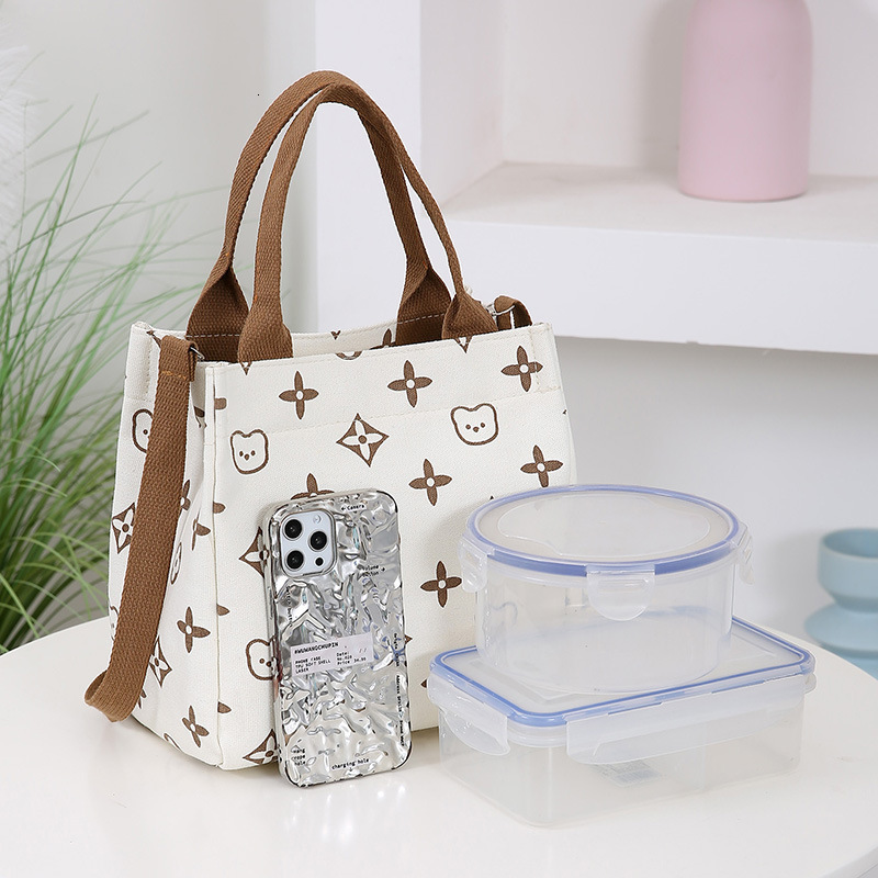 New Canvas Single Shoulder Designer Bag Handbag Fashion Lunch Luxury Bag Box Free Shipping Mommy Bag Simple Compact D Handheld Bag Commuter Bento Bag