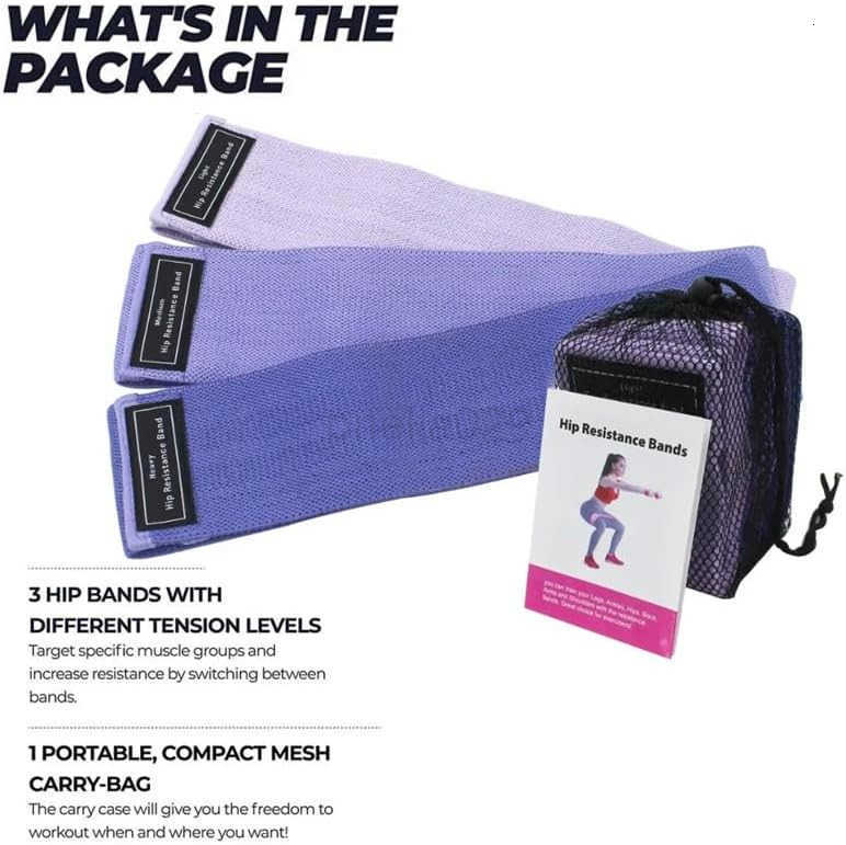 Moss Performance Premium Fabric Resistance Bands Set 3 Workout Band Levels for Strength Training Pilates Yoga Physical Therapy Home Exercise More W250