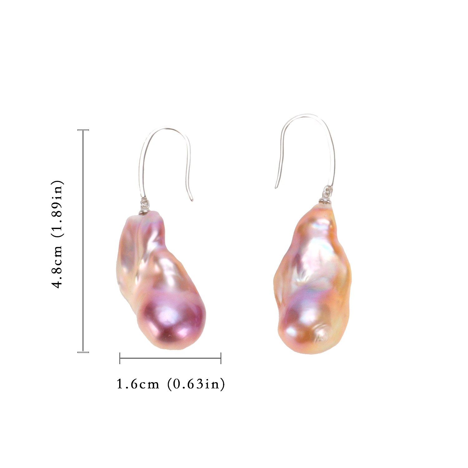 Natural Freshwater Baroque Pearl Earrings Sterling Silver Freshwater Pearl Hook Earrings Fashionable, Versatile, Trendy Anniversary Gift, Bestie Gift