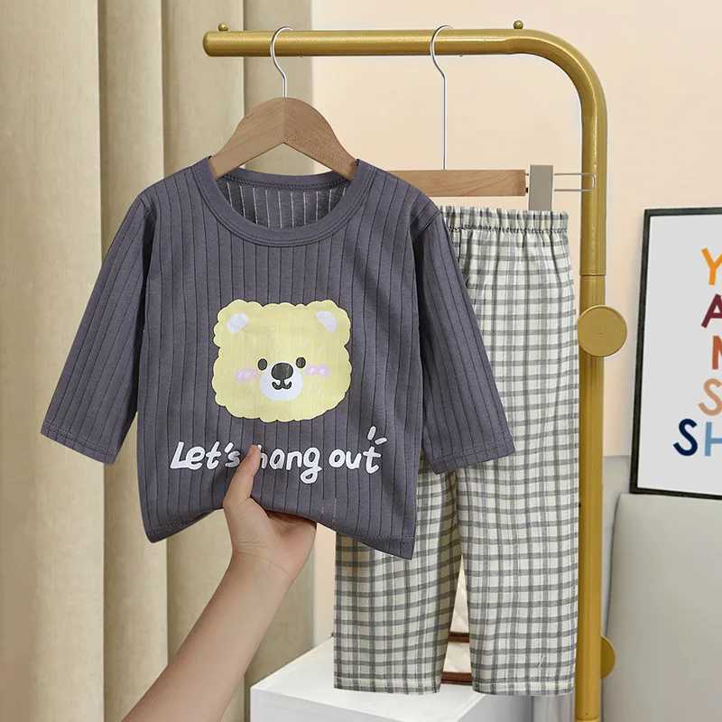 Early Spring Long Sleeve Underwear Thin Cotton Home Clothing For 14Years Old New Style Baby Cartoon Print Sleepwear 2 PieceSet C250912