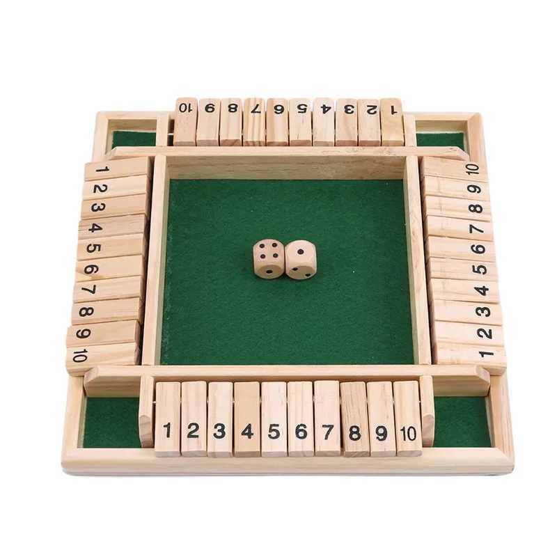 Deluxe Four Sided 10 Numbers Shut The Box Board Game Set Toy Dice Party Club Drinking Games for Adults Families L250911