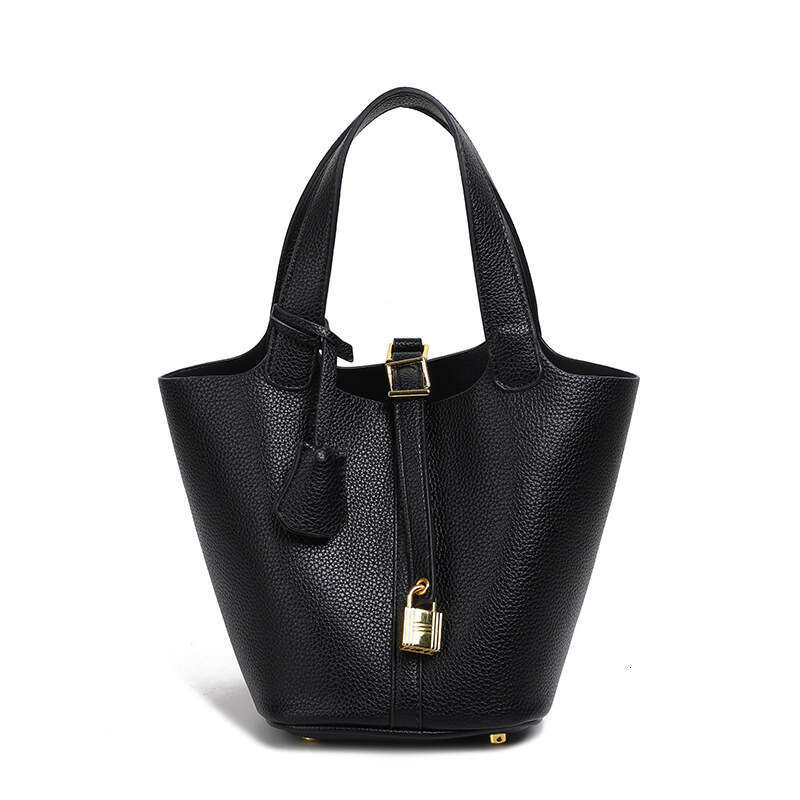 High-Quality Lychee Pattern Basket Bucket Women's Stylish Versatile Textured Handbag Mother Bag Handheld