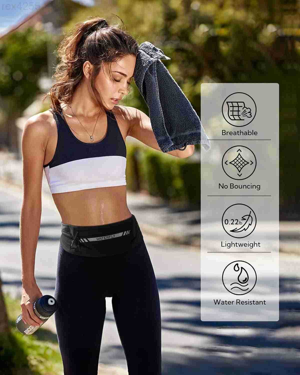 Running Belt Fanny Pack Slim Breathable 4 Pocket Waist Bag for Men Women Sport Workout Exercise Fitness Phone Holder Runner Marathon Jogging Waistband