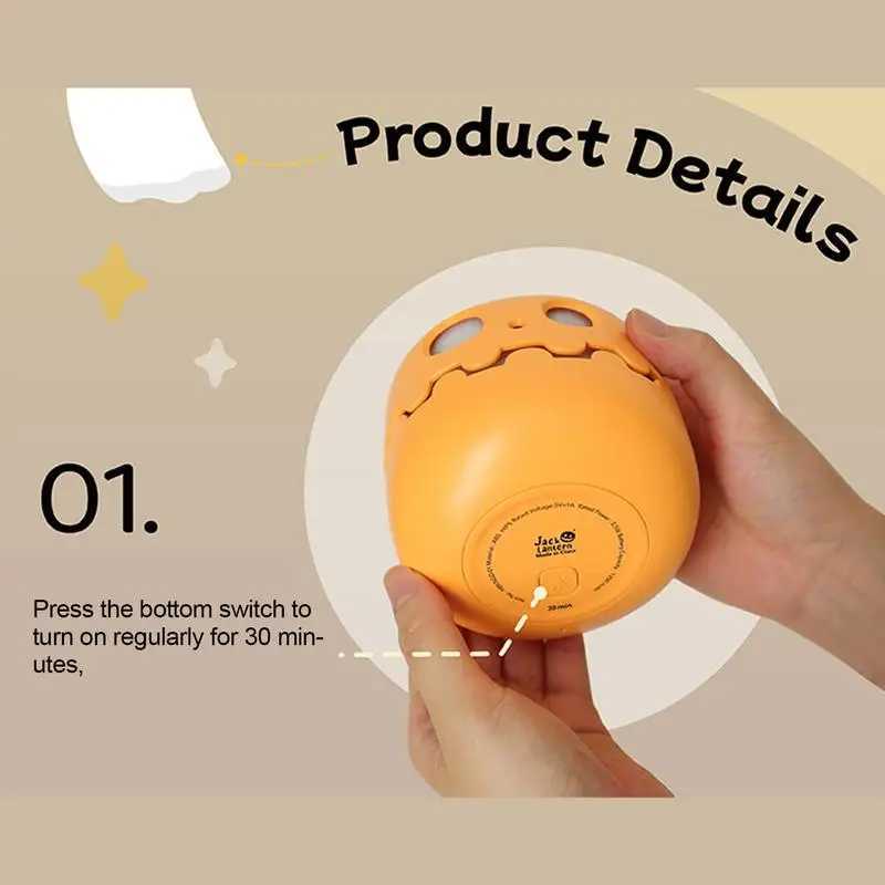 Halloween Pumpkin Night Light Cute Push Up Safety Light Decoration Halloween Bedside Decoration Children Halloween Gift C251122