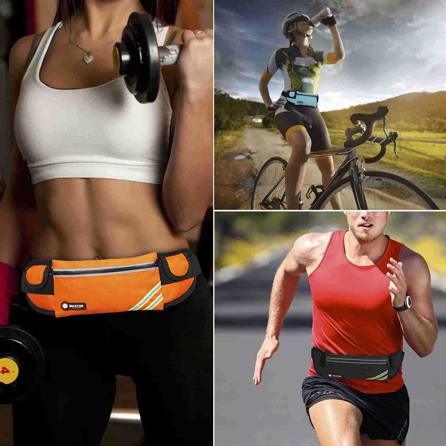 Slim Running Belt Fanny Packs for Women Men Reflective Waist Pack Phone Holder for Walking Fitness Workout ExerciseWater Resistant Running Travel Belt