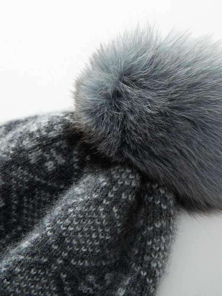 Cashmere Vintage Jacquard Knit Thick Beanies Rabbit Pp Bobb Hat Soft Hat Autumn Winter Warm Wool Christmas Present G250910