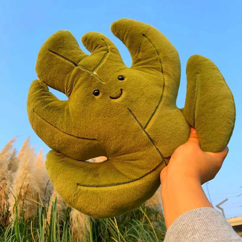 Gingko Leaf Plush Pillow Cushion Realistic Maple Leaf Green Leaf Sofa Decor Stuffed Car Cushion for Home Girls Sleep Toy C250912