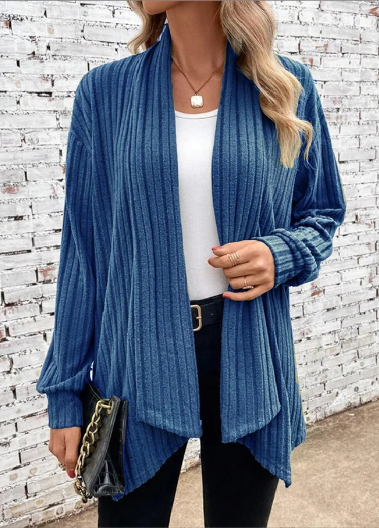 Fashionable Casual Long-Sleeve Solid-Color Oversized Cardigan Jacket