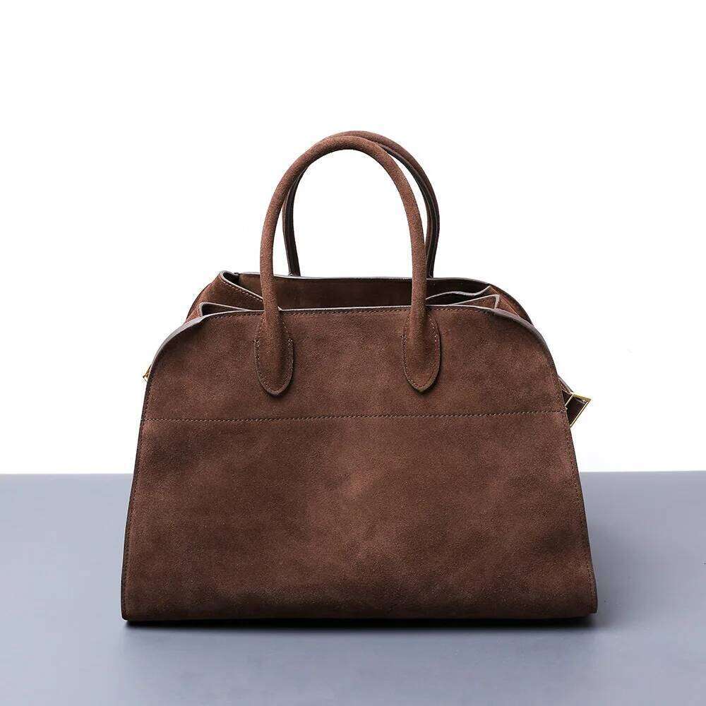 2025 Fall Vintage Leather Tote Women's Genuine Cowhide Suede Large Capacity Commuter Shoulder Bag with Multi-Pocket