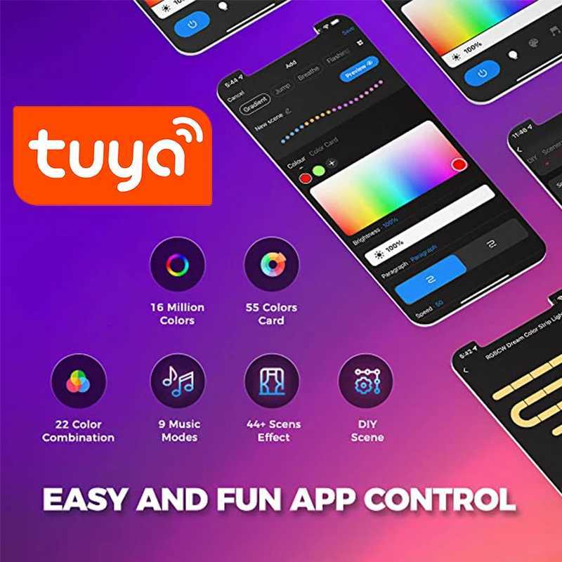 USB TUYA LED Strip Light Smart Wifi RGBIC Dreamcolor LED Strip 5V WS2812B Addressable Light Lamp Support Alexa Google For Home C250912