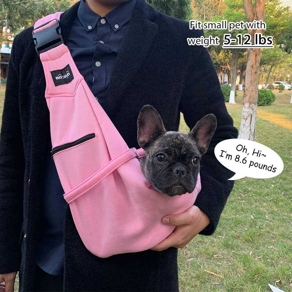 Small Dog Carrier Sling Cat SlingAdjustable Strap Hand Free Pet Puppy for Outdoor Traveling Subway ApricotW250912