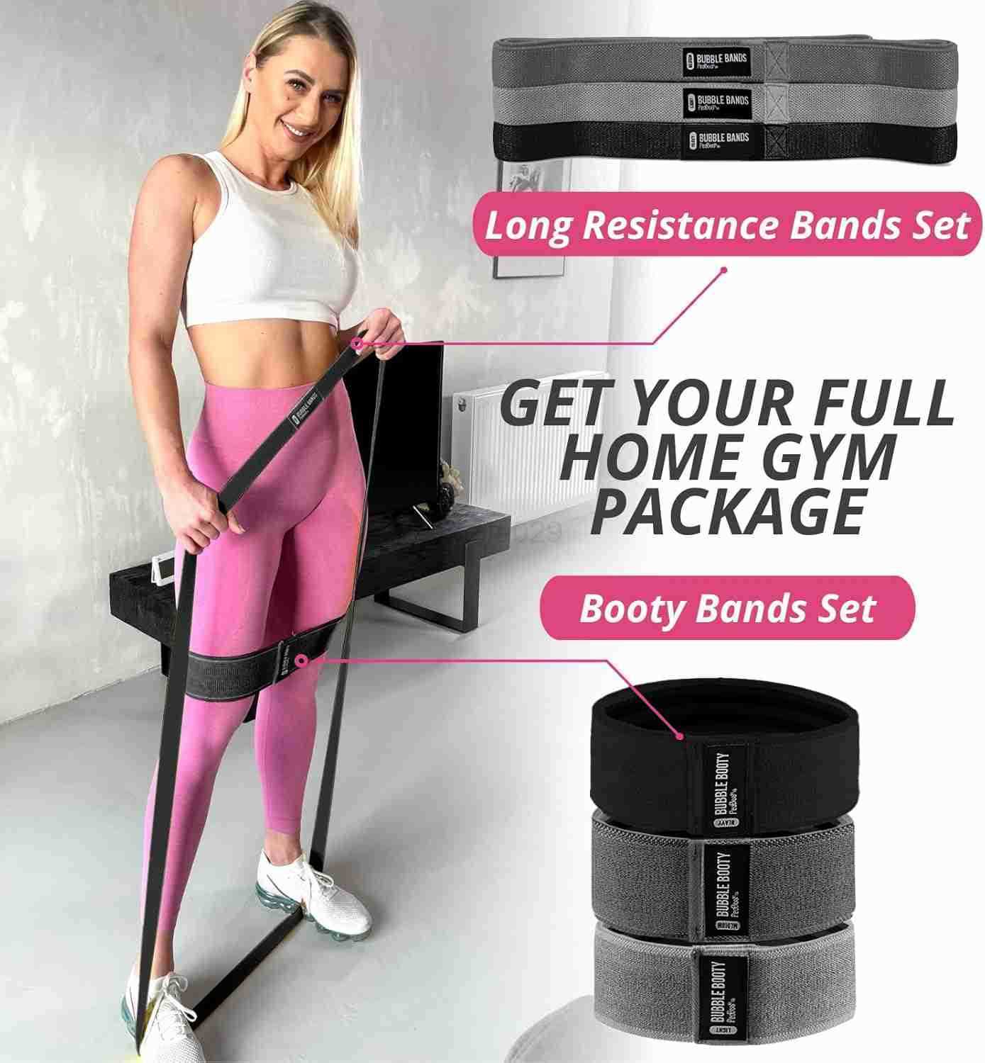3 Pack Get Sexy and Slimmer with Non Slippery Fabric Resistance Booty Bands with Full Training Video Ideal for Strength Building Pilates Rehab Fitness
