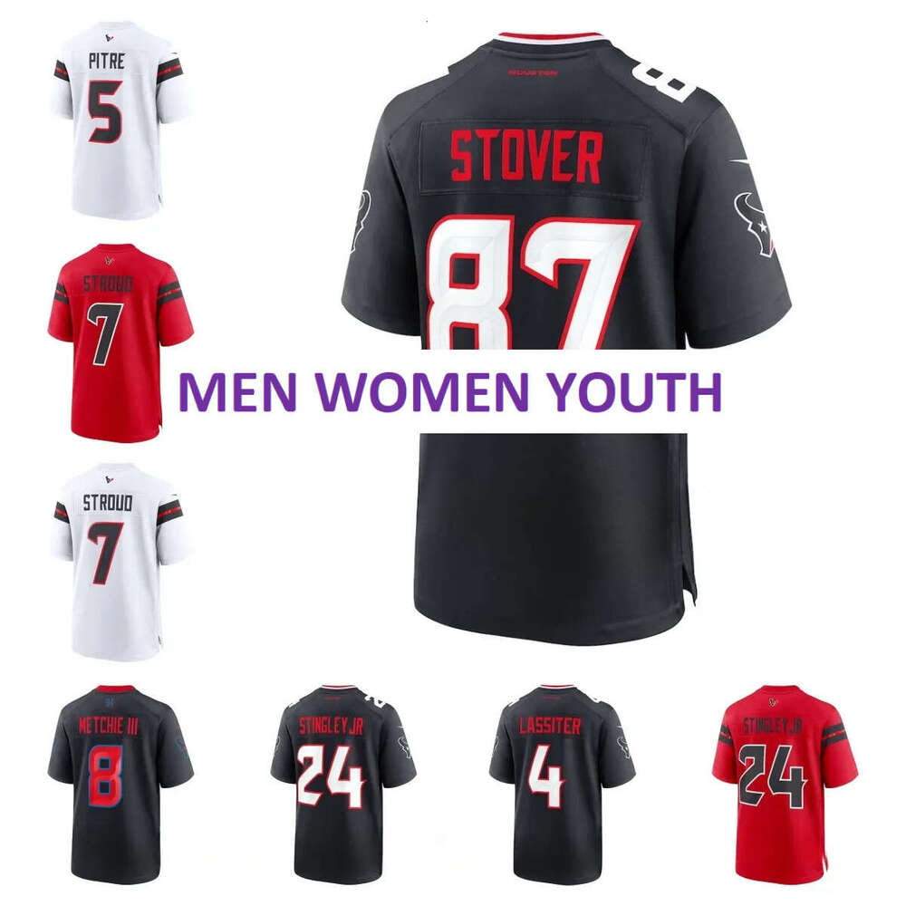 NFL Texans C.J. Stroud Joe Mixon Derek Stingley Nico Collins Andre Johnson Will Anderson Jr. Tank Dell Kamari Lassiter Jalen Pitre Custom Football Jersey