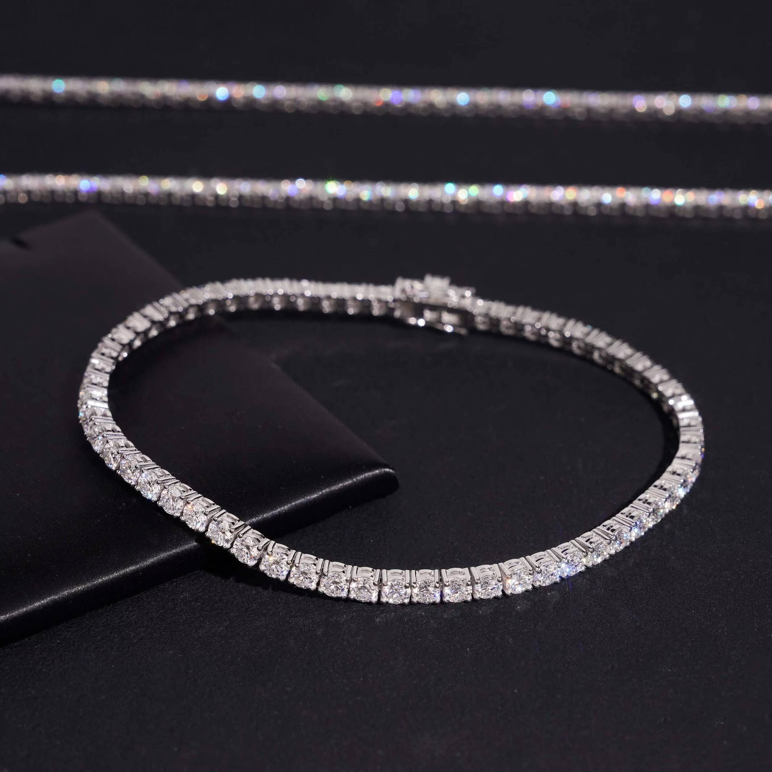 Pass Diamond Tester Men Jewelry 10K Real Gold VVS Moissanite Diamond Tennis Chain 3MM