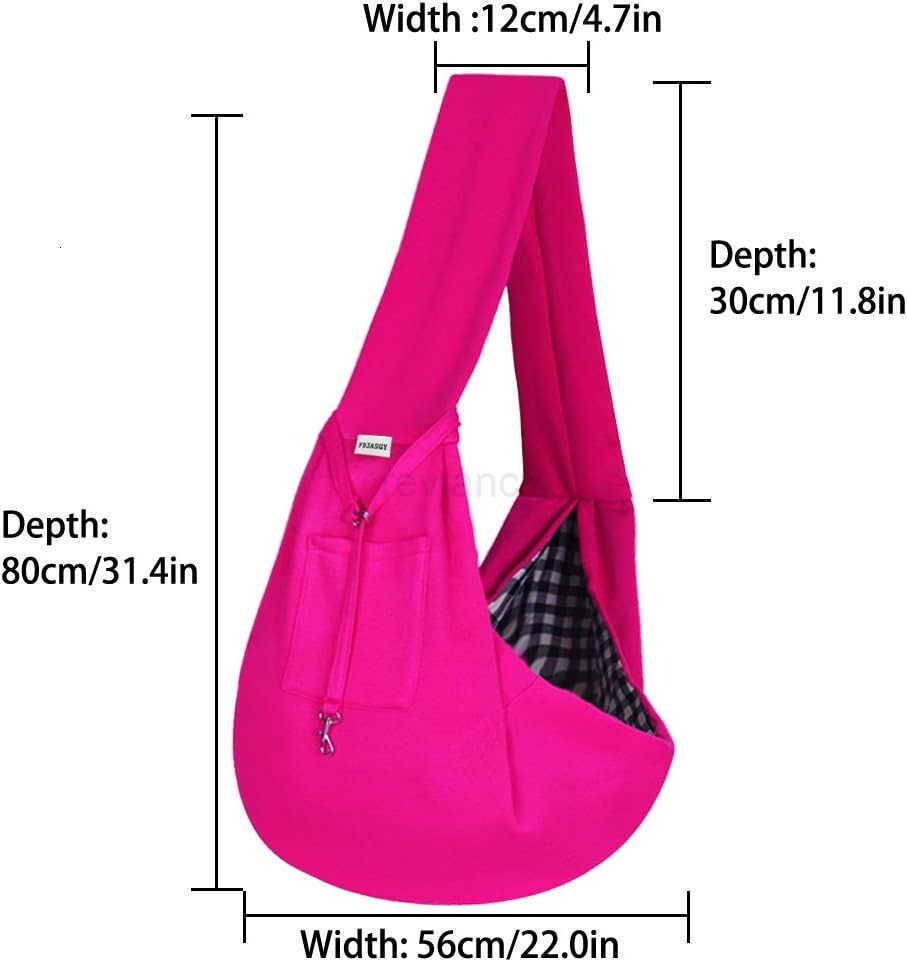 Small Pet Sling CarrierHands Free Reversible Pet Papoose Bag Tote Bag with a Pocket Safety Belt Dog Cat for Outdoor Travel Rose RedW250912