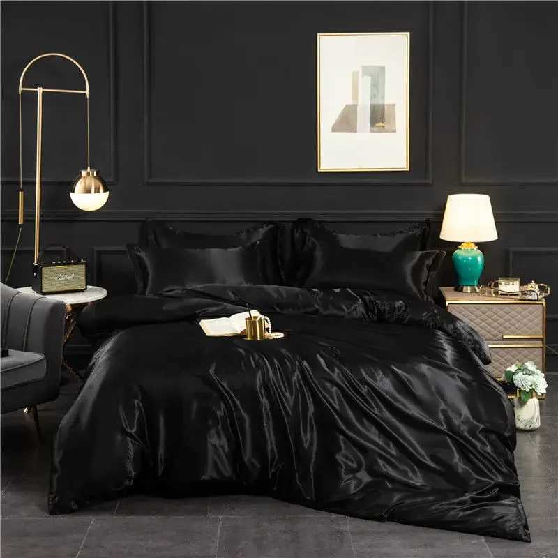 Luxury 100 Silk Bedding Set with Duvet Cover Set Double King Queen Size Bedding Cover Kit 4pcs Bed Cover Bed Linen Sets C250912