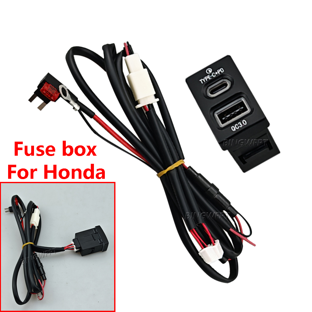 Car USB Charger PD Fast Charging QC3.0 Mobile Charging Adapter Socket Button Suitable For New Honda