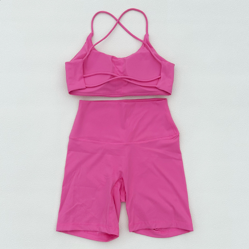 Ctenkevet Two-Piece Womens Sports Set Chest Crossover Yoga Clothes Female Gym Bandeau Sports Bra Suits Sport Outfit For Woman 250516
