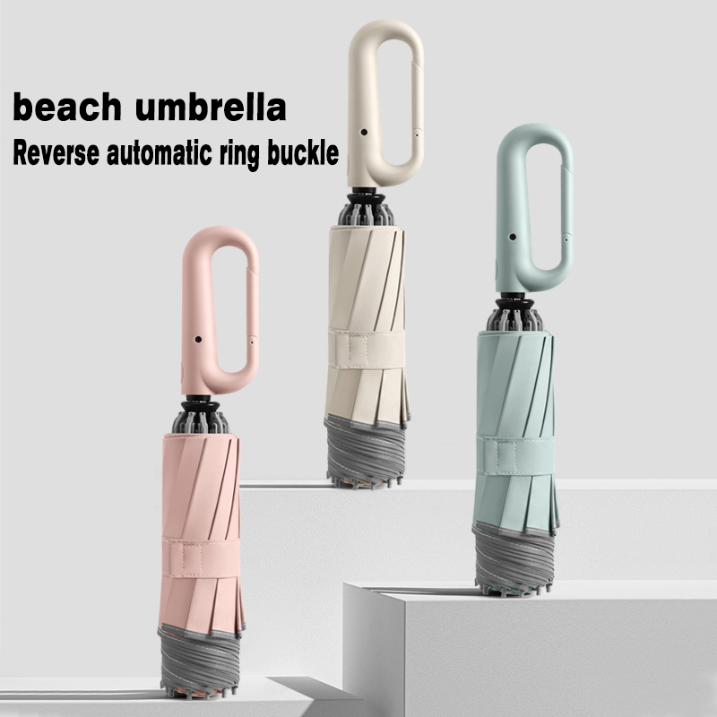 Ring buckle umbrella automatic men's business ladies folding sun protection, UV protection, sun protection, students travel to work short umbrell