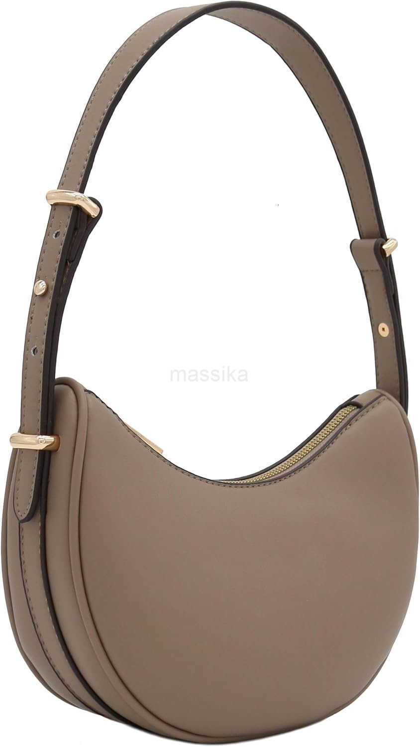 Small Crescent Smooth Faux Leather Underarm Shoulder Bag M250912