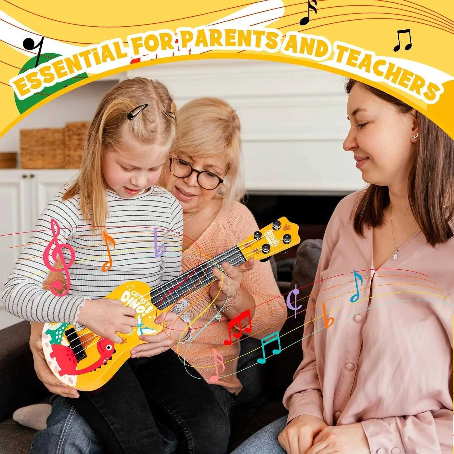 17 Inch Mini Kids Classical Guitar 4String Ukulele Dinosaur Design Christmas Birthday Gift Musical Toy for Beginners Party C250912