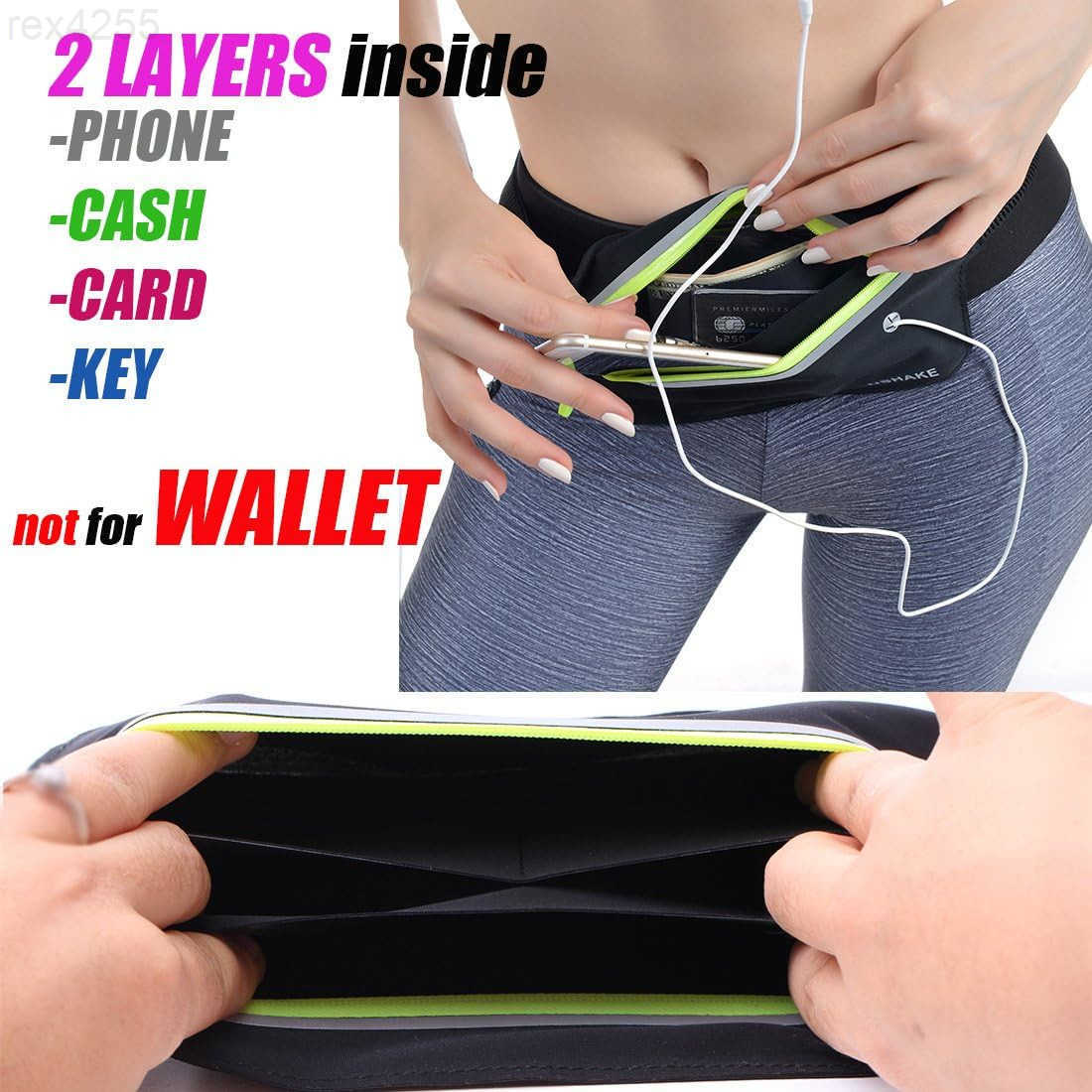 Slim Running Belt Ultra Light Bounce Free Waist Pouch Fitness Workout Belt Sport Waist Pack Exercise Waist Bag for iPhone Samsung in Running Gym Marat