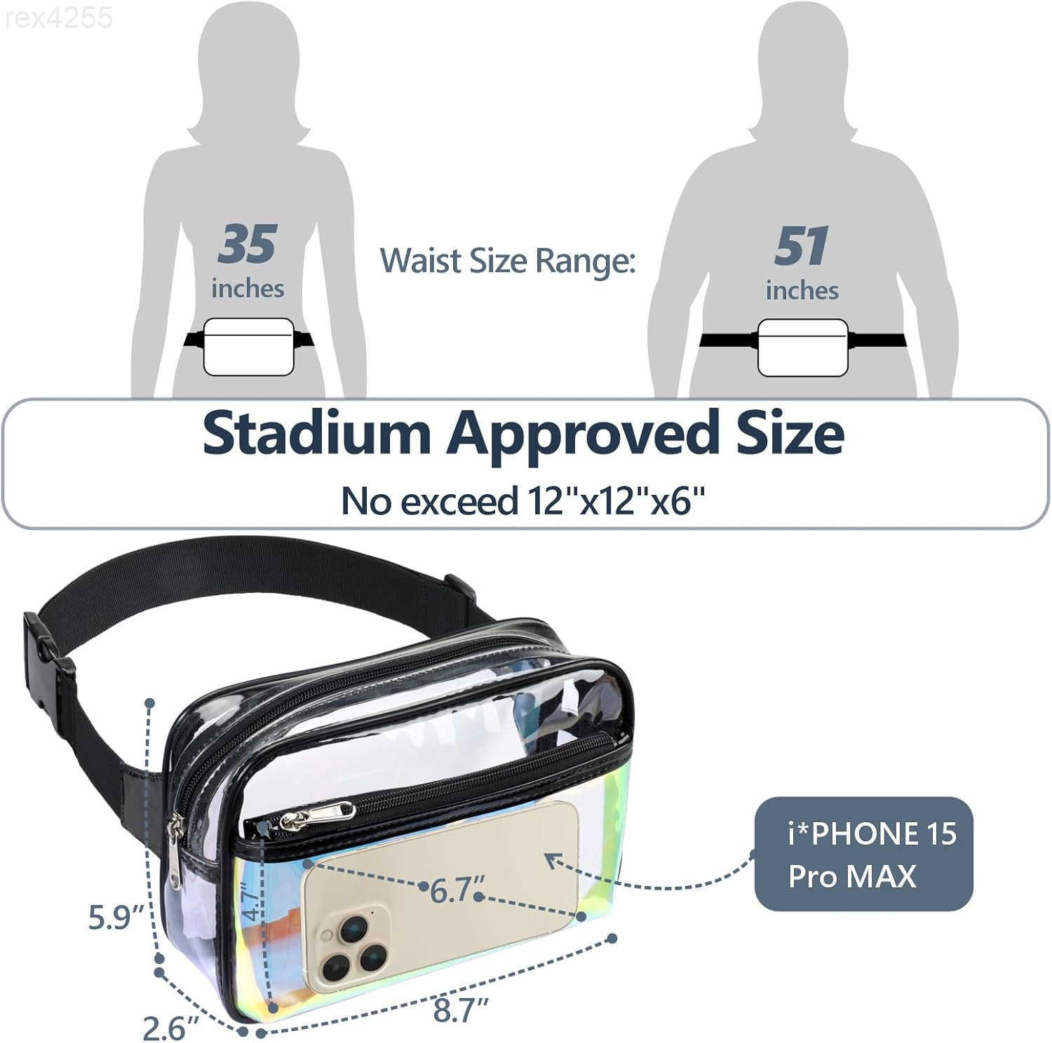 Clear Fanny Pack Holographic Clear Belt Bag Crossbody Fashion Fanny Packs for Women Men Cute Waist Bag with Adjustable Strap for Sports Beach Events C