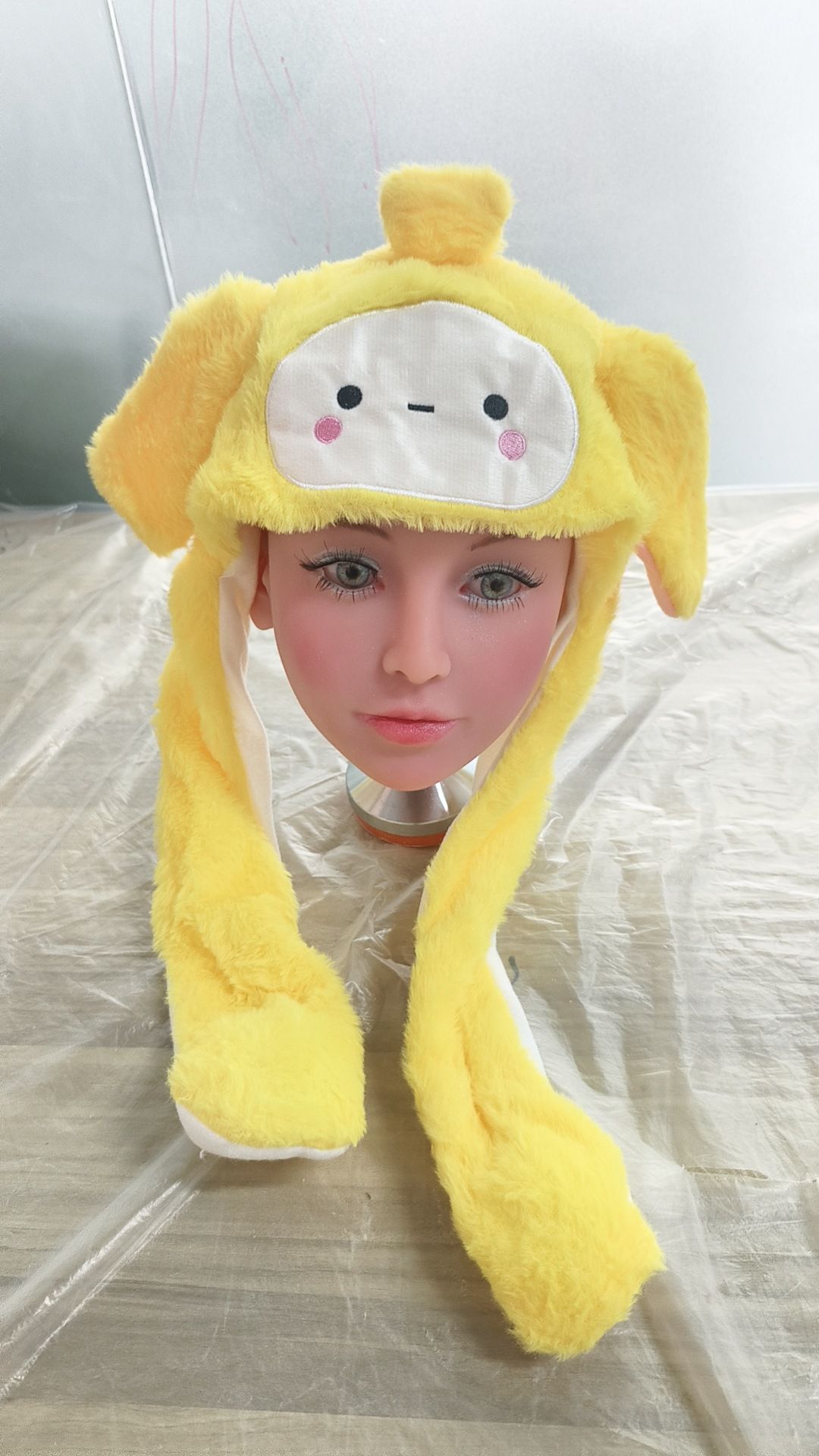 Fuzzy Cartoon LED Winter Caps Cute Animal Women Moving Ears Rabbit Hat Funny Rabbit Plush Glowing Bunny Hats